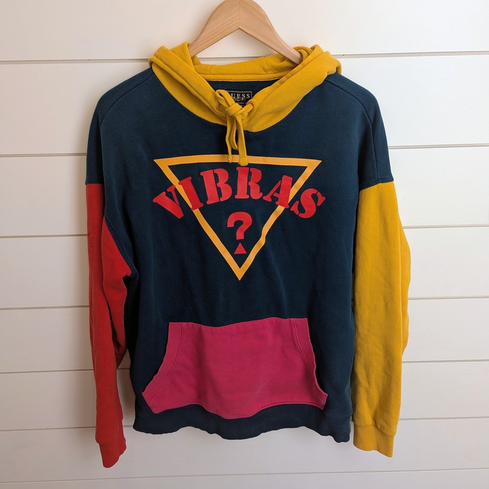Guess x J Balvin Vibras Colorblock Hoodie L Multicolor Rare Collab Streetwear